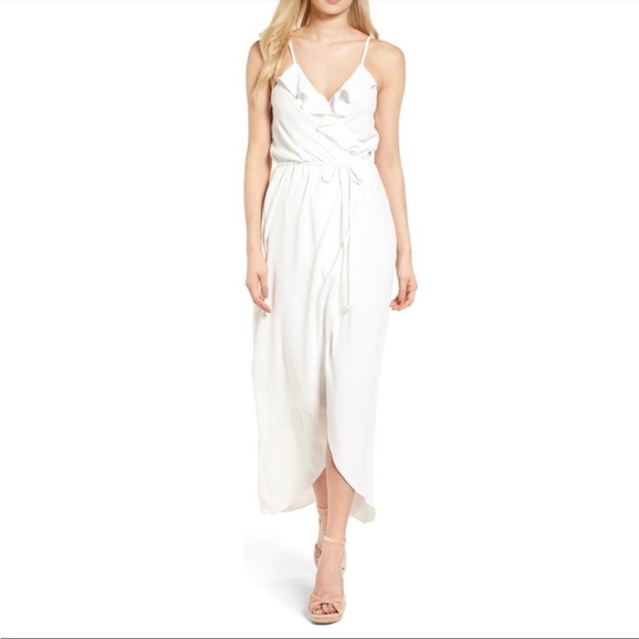 Everly White Ruffle Wrap Maxi Dress - Picture 7 of 7